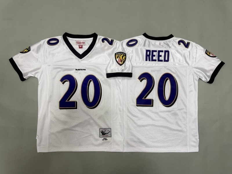 Youth Baltimore Ravens #20 Reed White Throwback Limited Nike NFL Jersey 01